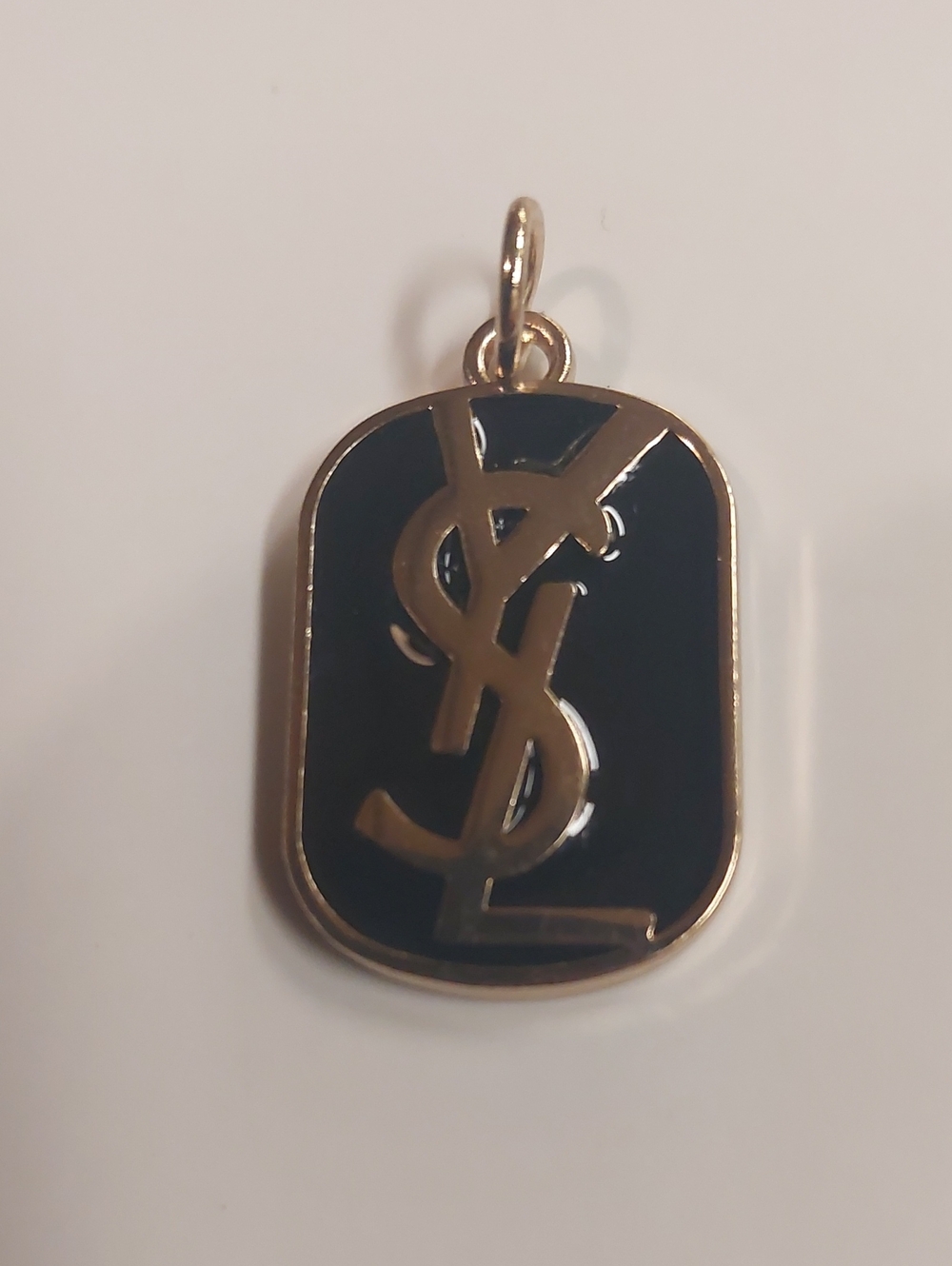 YSL Gold & Black Logo Charm Pendant